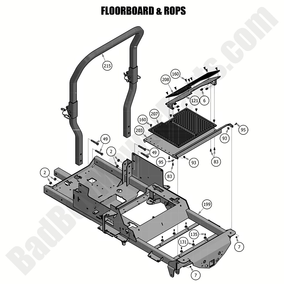 1977 - Bad Boy Mower Parts Lookup > 2019 > Renegade - Gas > Floorboard & ROPS